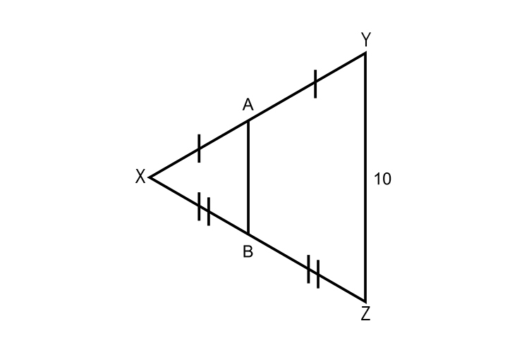 Lines xy and xz are bisected at their midpoints